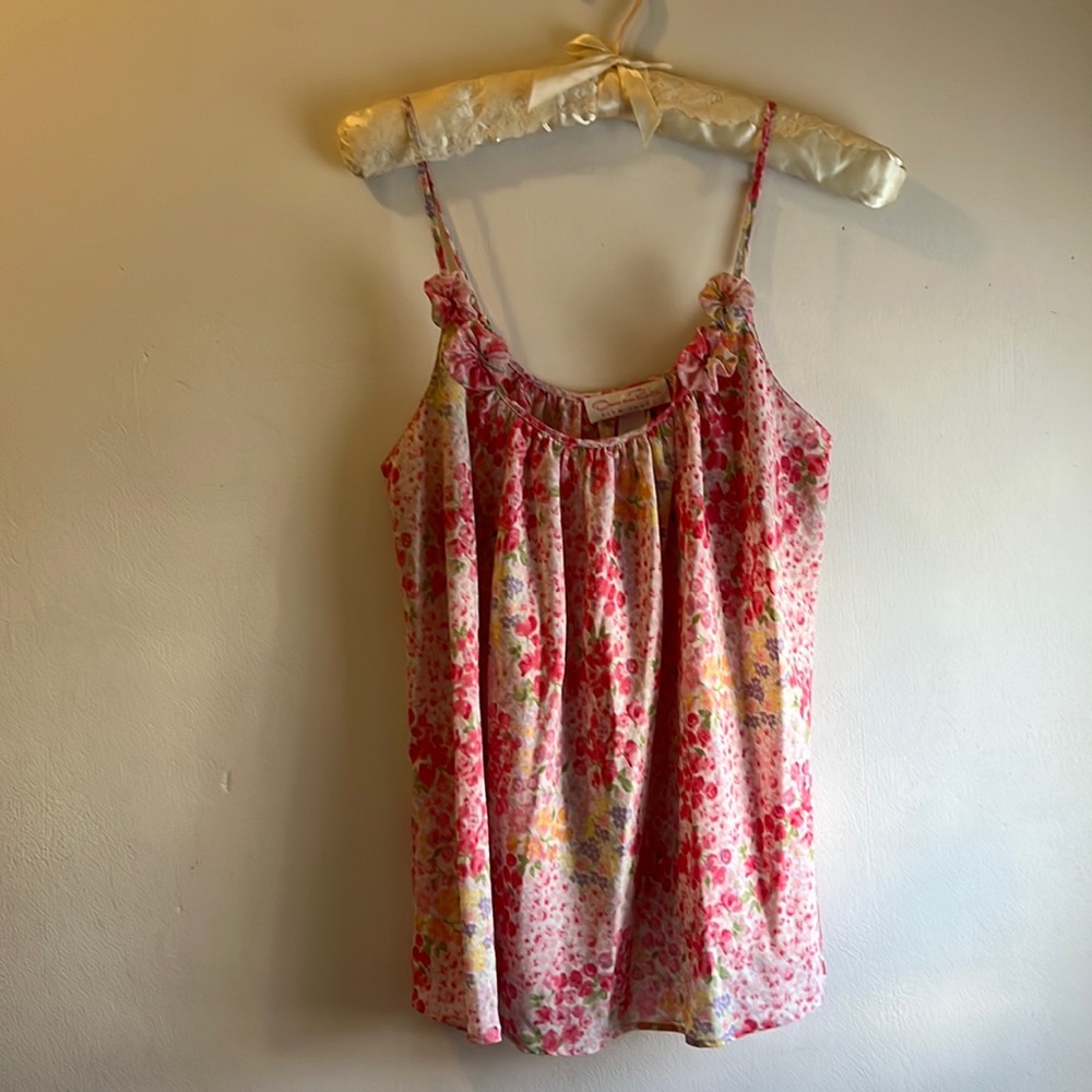 Oscar de la Renta Floral Pink Tank Top